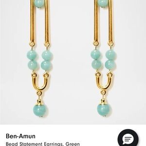 Ben-Amun Gold and Green Dangle Earrings